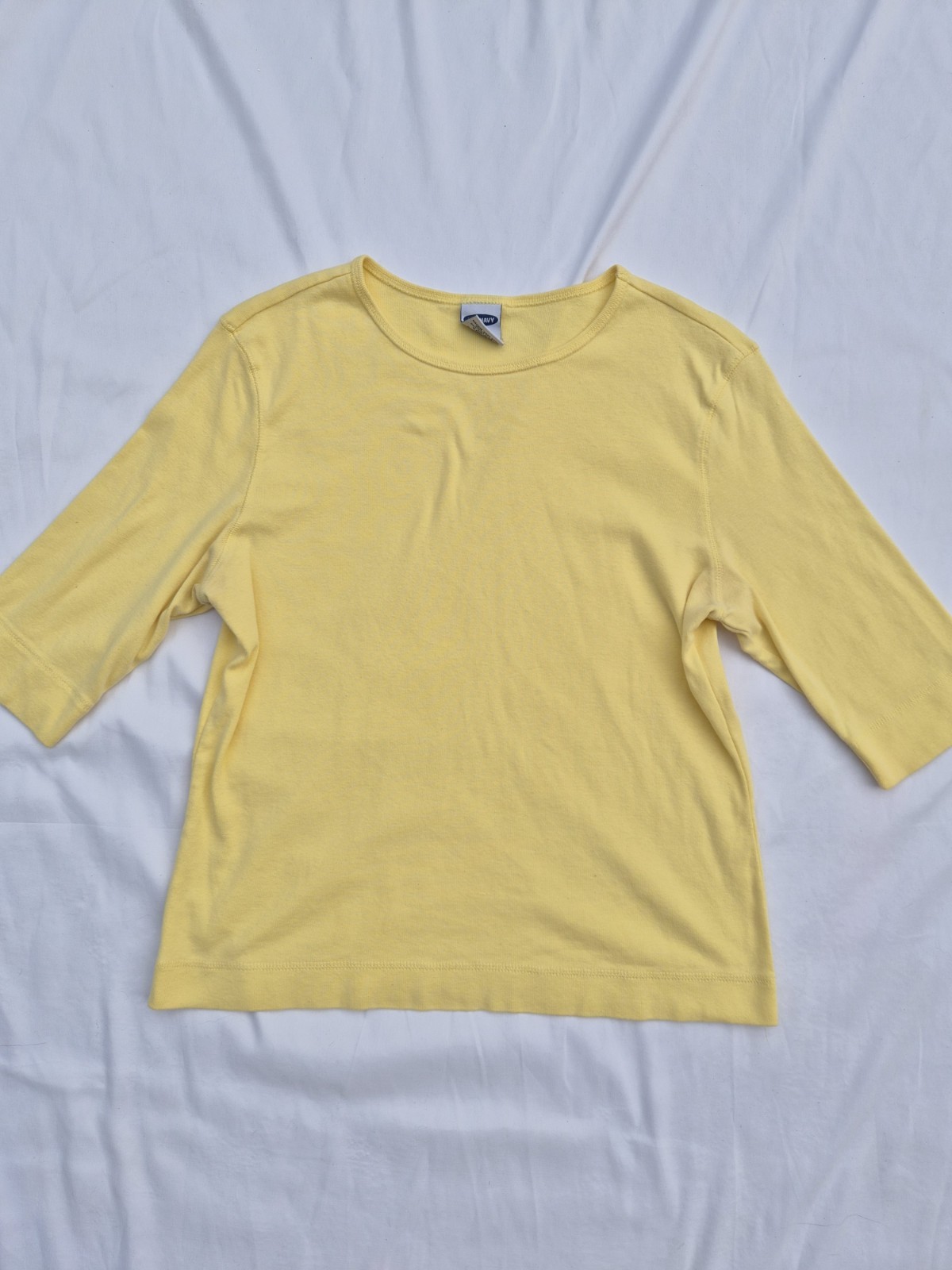 Vintage Old Navy TShirt Womens Large Butter Yellow 1/2 Sleeve 100% Cotton