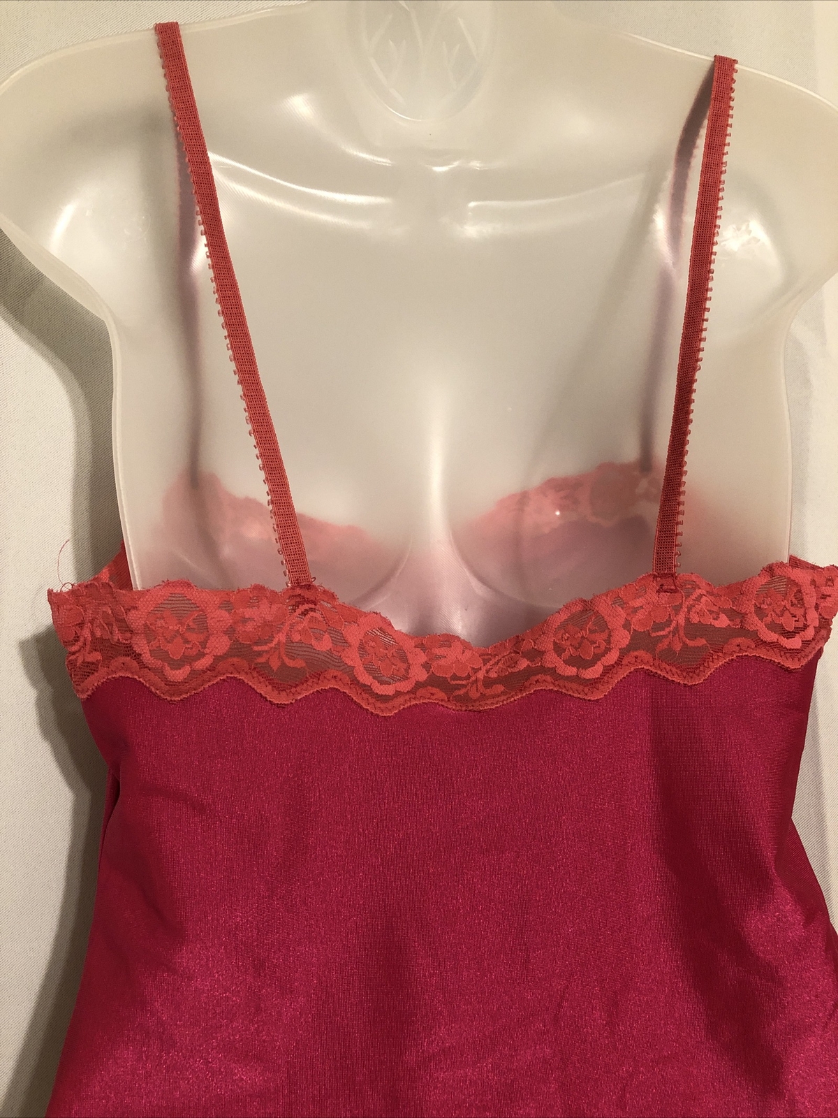 True VINTAGE Flair Stain Pink bodysuit lace teddy Size Medium # 6609 Made In Usa