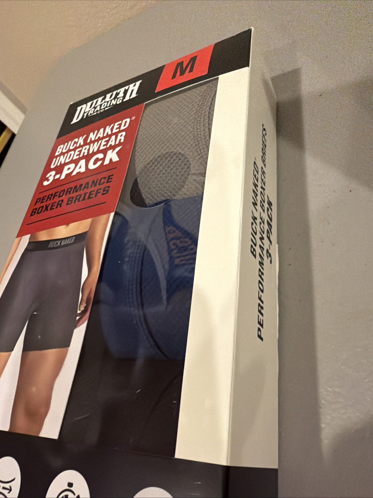 NEW Duluth Trading Buck Naked Boxer Brief 3 Pack Men’s MEDIUM Blue Gray Black