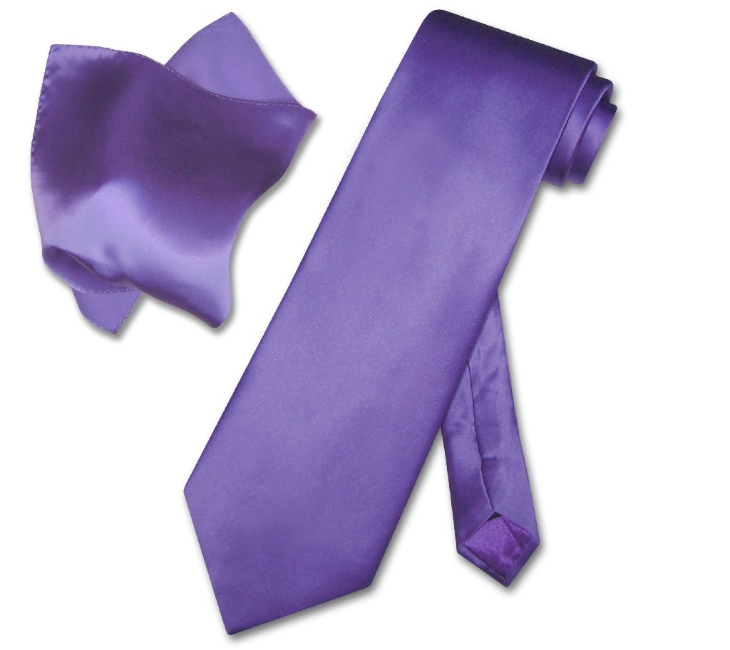 Biagio 100% SILK Solid PURPLE Color NeckTie and Handkerchief Mens Neck Tie Set