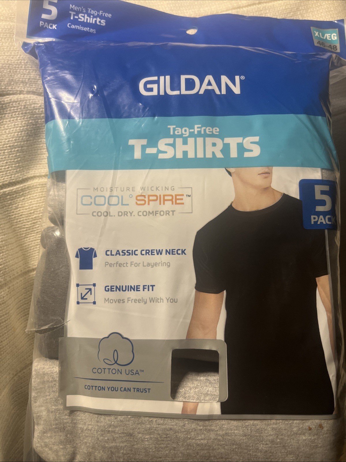 Gildan Men’s Crew T-Shirts Multipack Style G1100 Assorted Black 5-Pack, X-Large