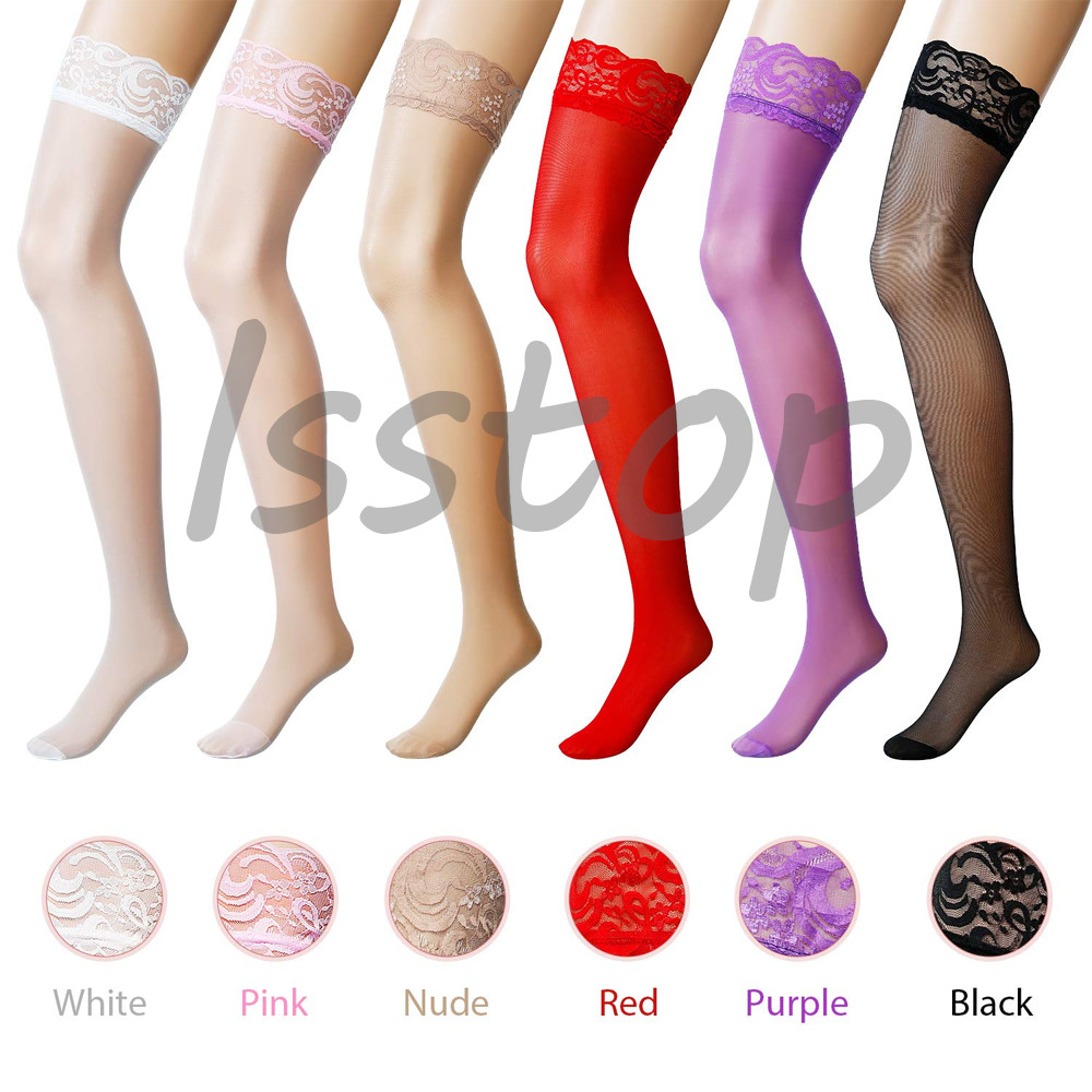 Lady’s Lace Top Stay Up Stockings Thigh-High Sheer Pantyhose Stockings For Women