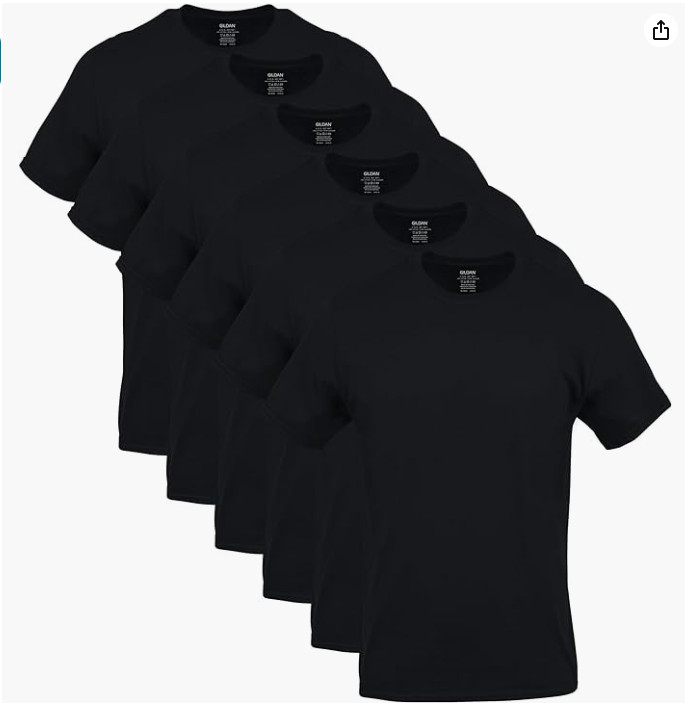 Gildan Men’s Crew T-Shirts, Multipack, Style G1100, Black 100% Cotton Size X-L
