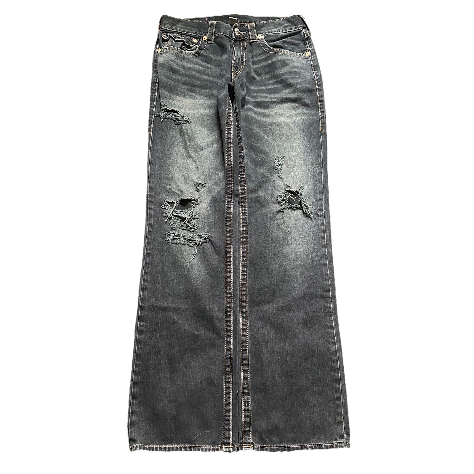 True Religion Distressed Dark Navy Blue jeans regular fit.