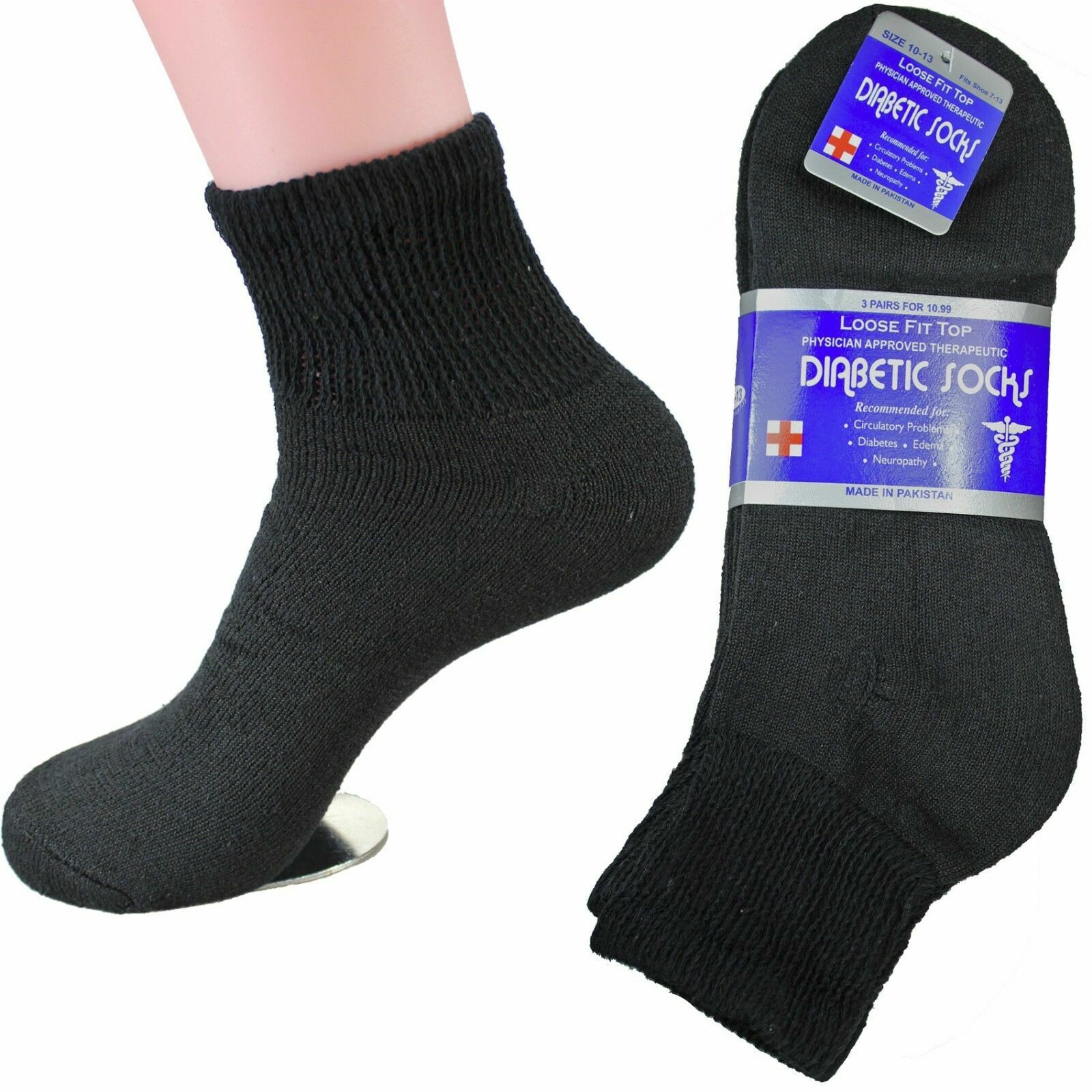 12 Pairs Diabetic Ankle Quarter Crew Socks Health Cotton Men Women Circulatory