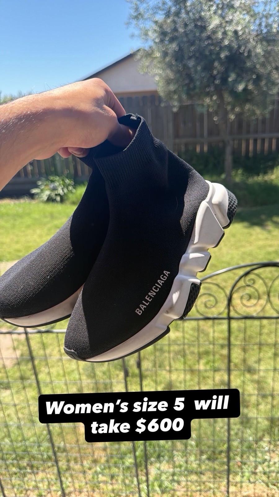 Balenciaga Speed Knit Sock Pull-On High Top Sneakers Black White Logo