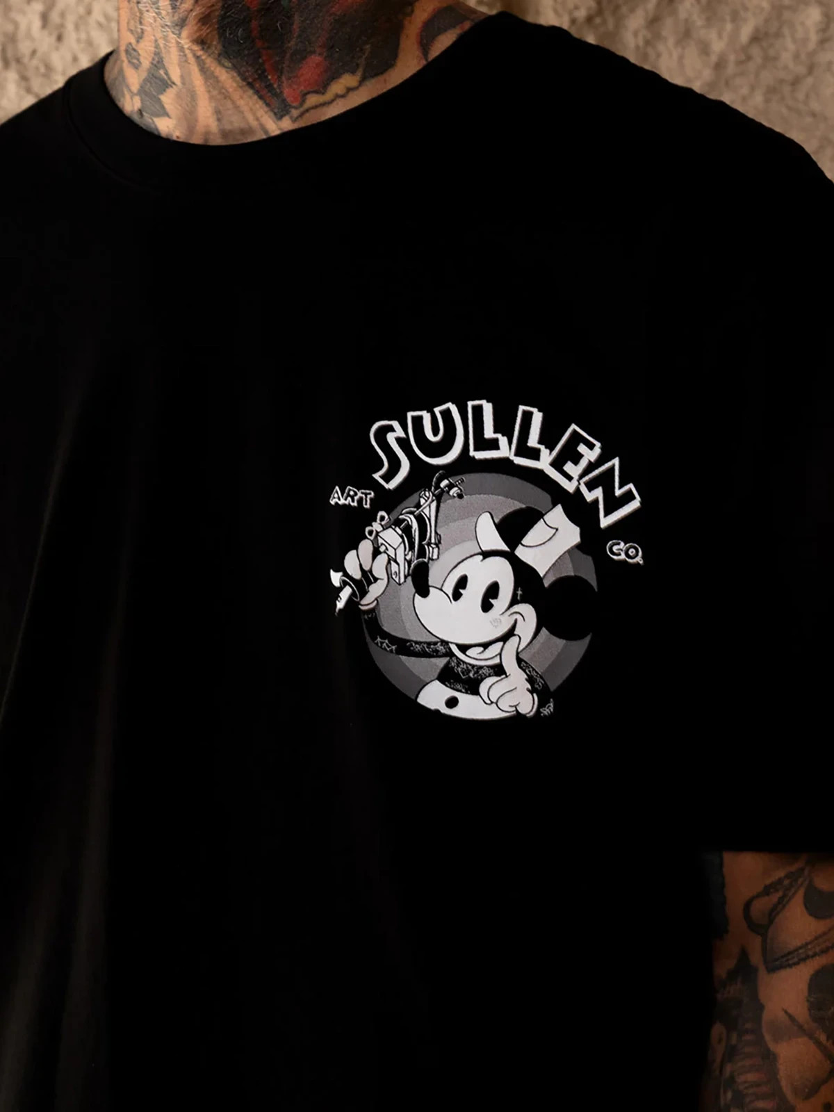 Sullen Men’s Steamboat Sullie Short Sleeve Premium T-shirt Tattoo Cartoon Mouse