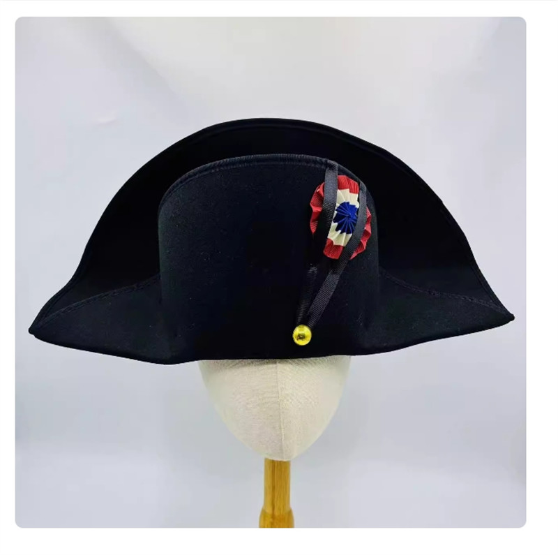 Napoleon French Captains Bicorne Hat Woolen Cap Cosplay Accessories Gift 2024