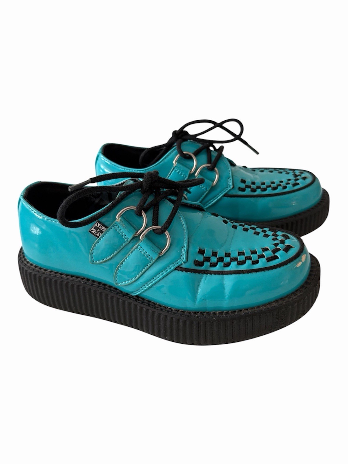 T.U.K. Cyan Teal Blue Creepers Shoes US Men 4 Women 6 D Ring