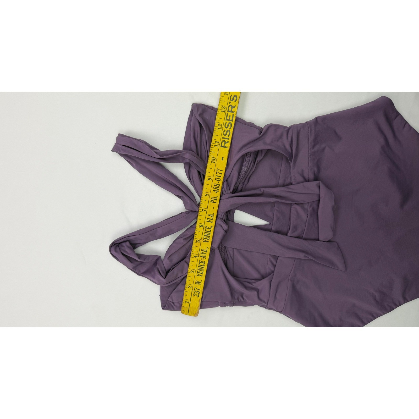 Becca by Rebecca Virtue Womens Purple Knotted Cutout One Piece Swimsuit Tie Back