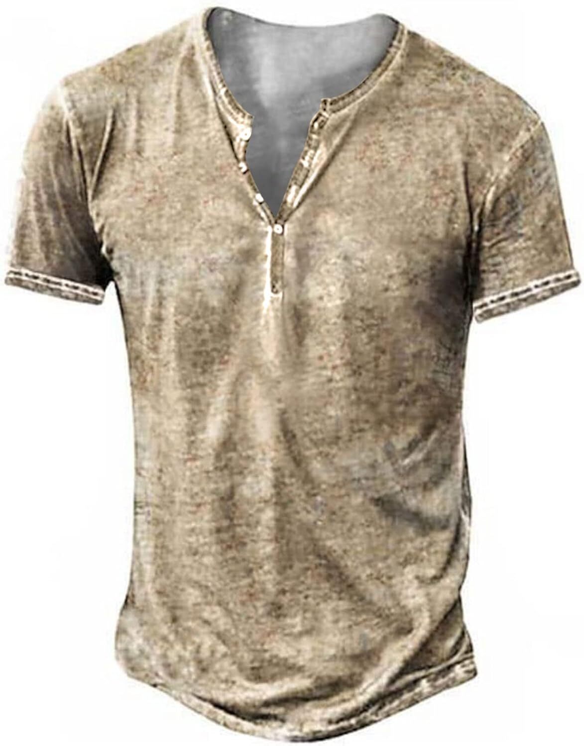 Mens Summer Henley Casual Tee Tops Short Sleeve V Neck Holiday Pullover T- Shirt