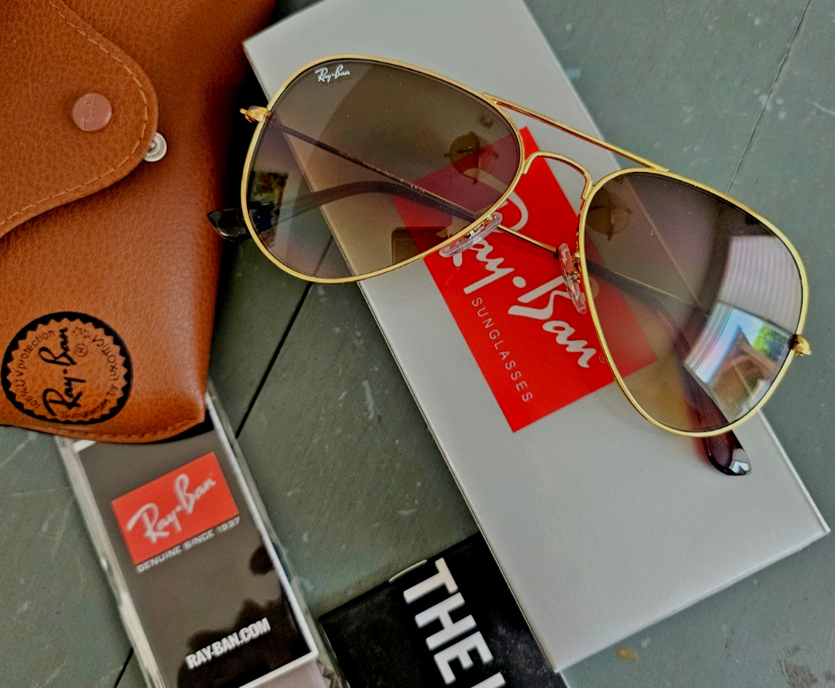 Ray-Ban Sunglasses RB3025 Aviator Gradient Gold Frame Light Brown Lens 58mm