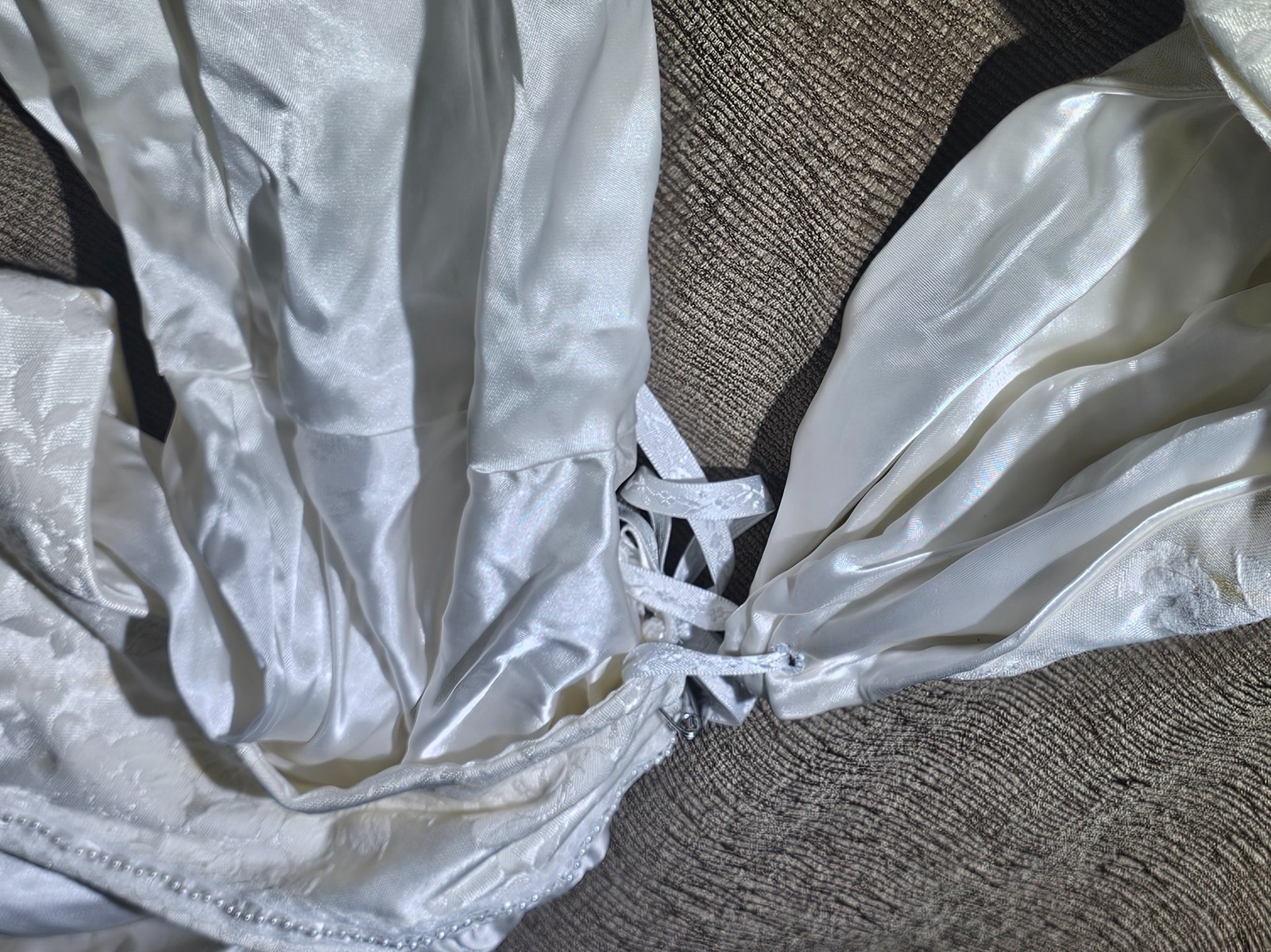 Handmade Wedding Gown / Ren-Faire Costume – White Brocade – 20 years in storage!