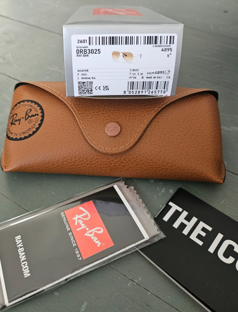 Ray-Ban Sunglasses RB3025 Aviator Gradient Gold Frame Light Brown Lens 58mm