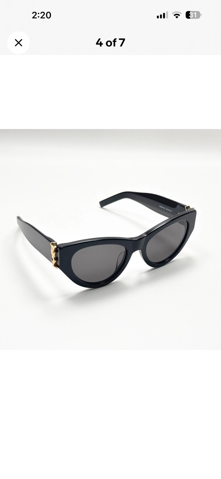 Saint Laurent SL M94 Cat Eye Sunglasses Black Frame 53-20-145 Made in Italy