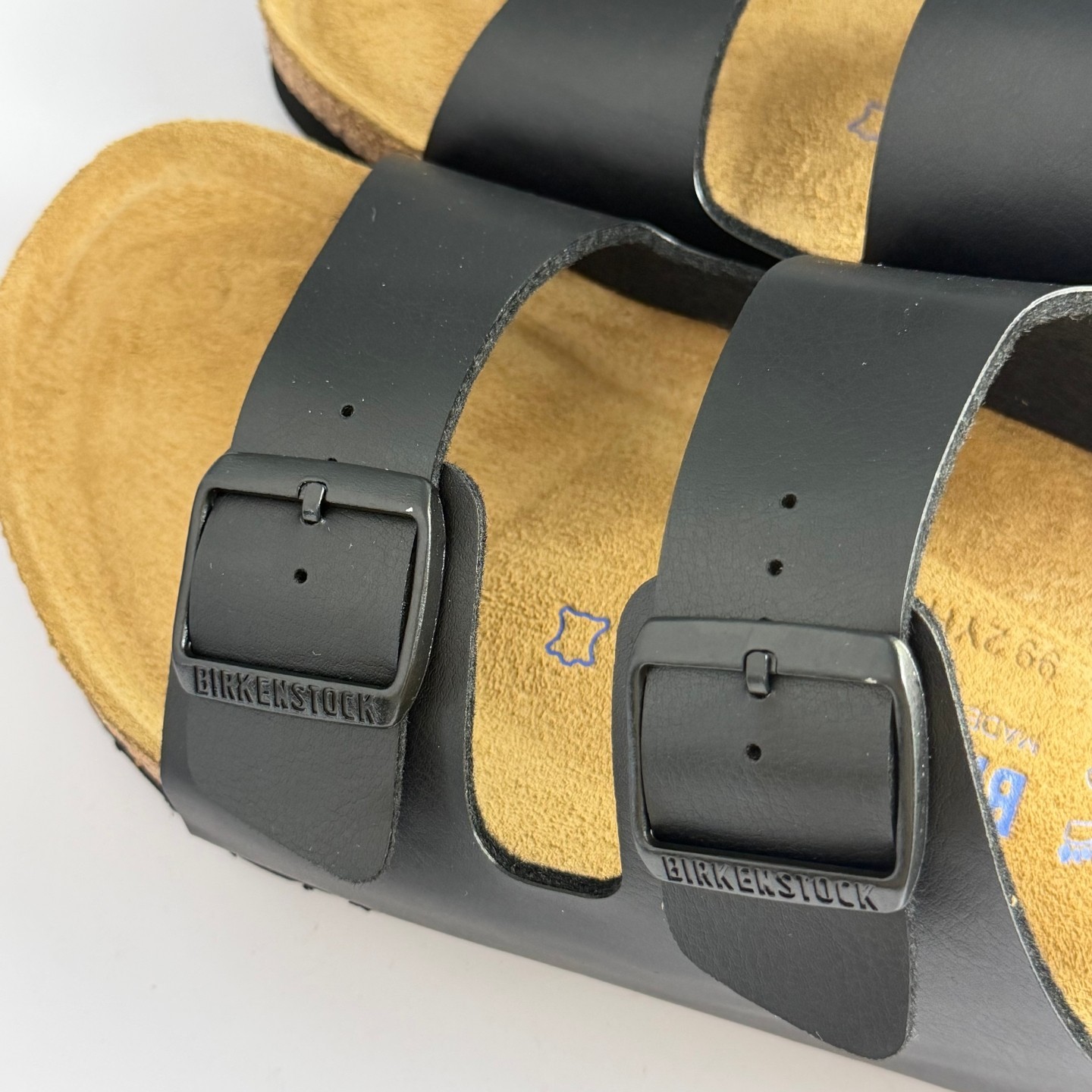 Birkenstock Arizona Soft Footbed Sandals Black Birko-Flor Leather Unisex Slip On