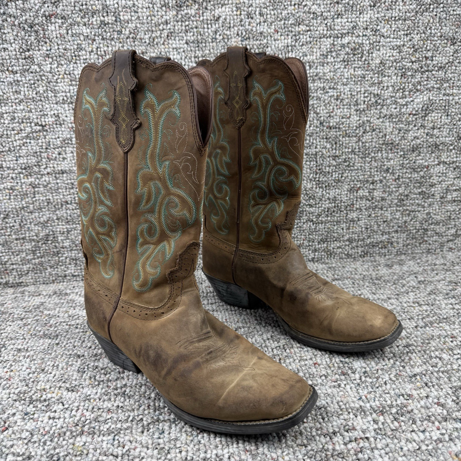Justin Boots Womens 9.5 B Leather Cowboy Cowgirl Western Rodeo Brown 2552