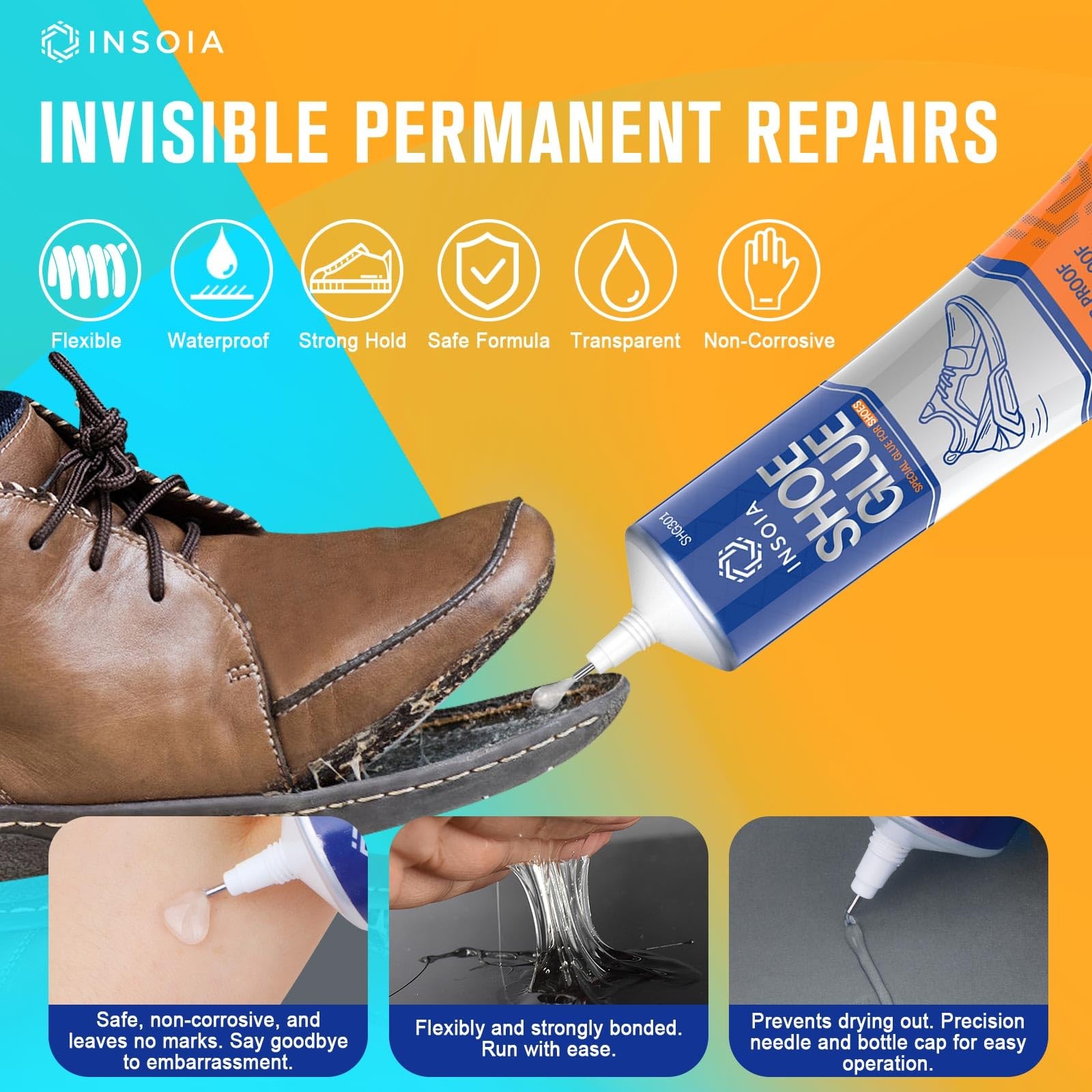 Shoe Glue Sole Repair Kit, 15ML x2 Heavy Duty 15ml x 2, 2 x 15 ML / 0.5 oz