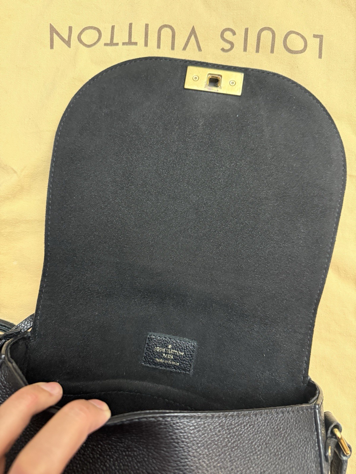 Louis Vuitton Black Monogram Embossed Crossbody Small Gold Hardware w/ Dust Bag