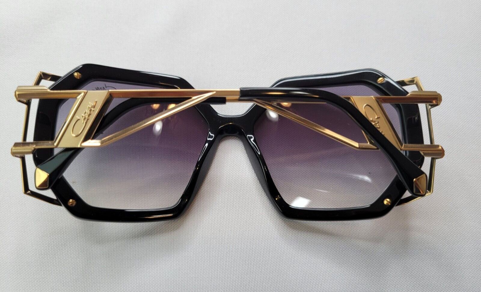 CAZAL MOD. 8505 COL. 004 BLACK GOLD PLATED GEOMETRIC SUNGLASSES MADE IN GERMANY