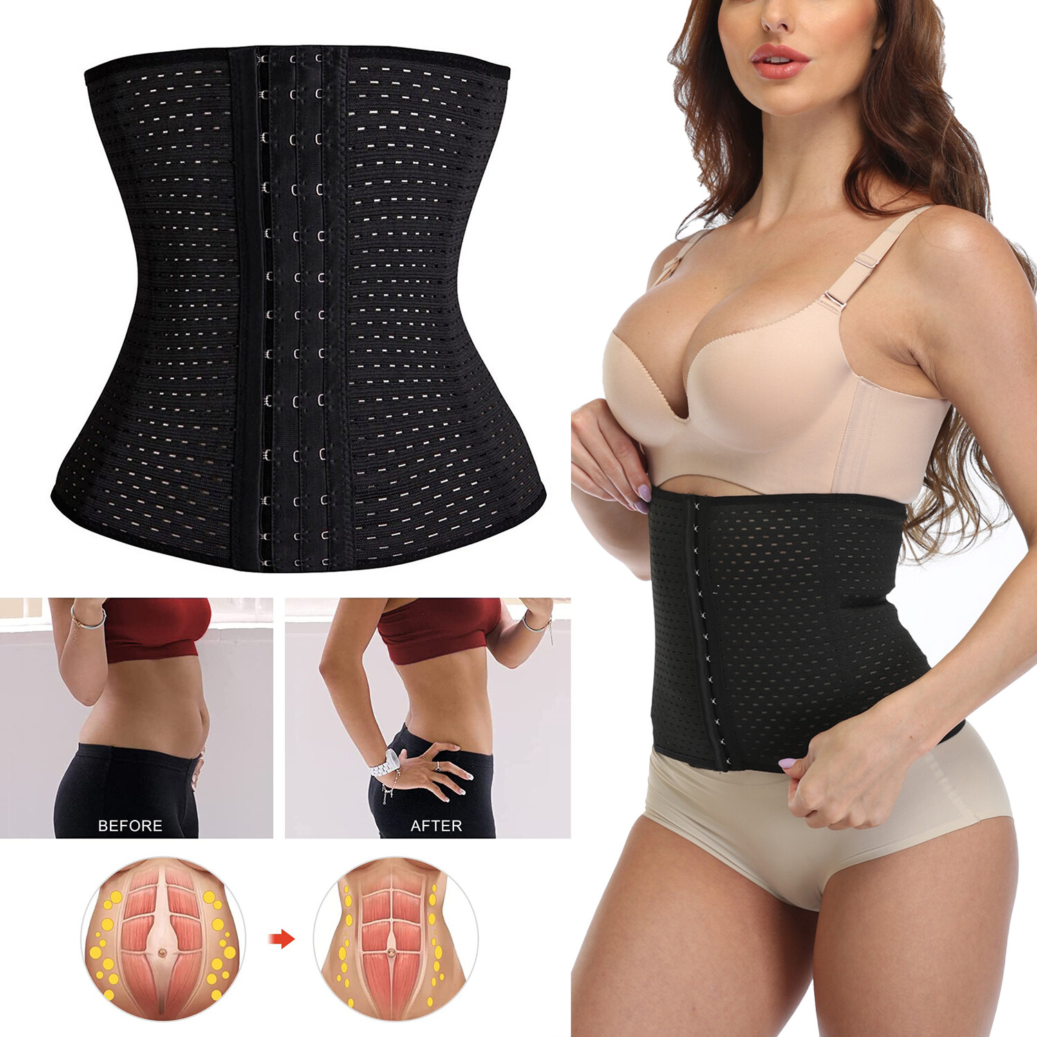 Corset Waist Trainer Training Body Shaper Tummy Shapewear Underbust Cincher Belt