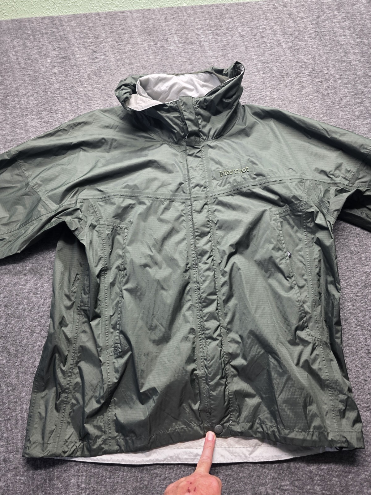 Marmot PreCip Eco Rain Jacket Men’s Large GreenWaterproof Hooded Shell