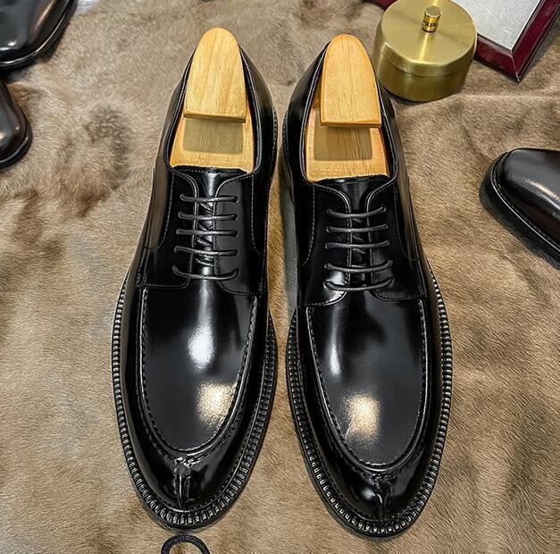 British Men’s Dress Formal Wedding Club Oxfords Leather Round toe Lace up Shoes