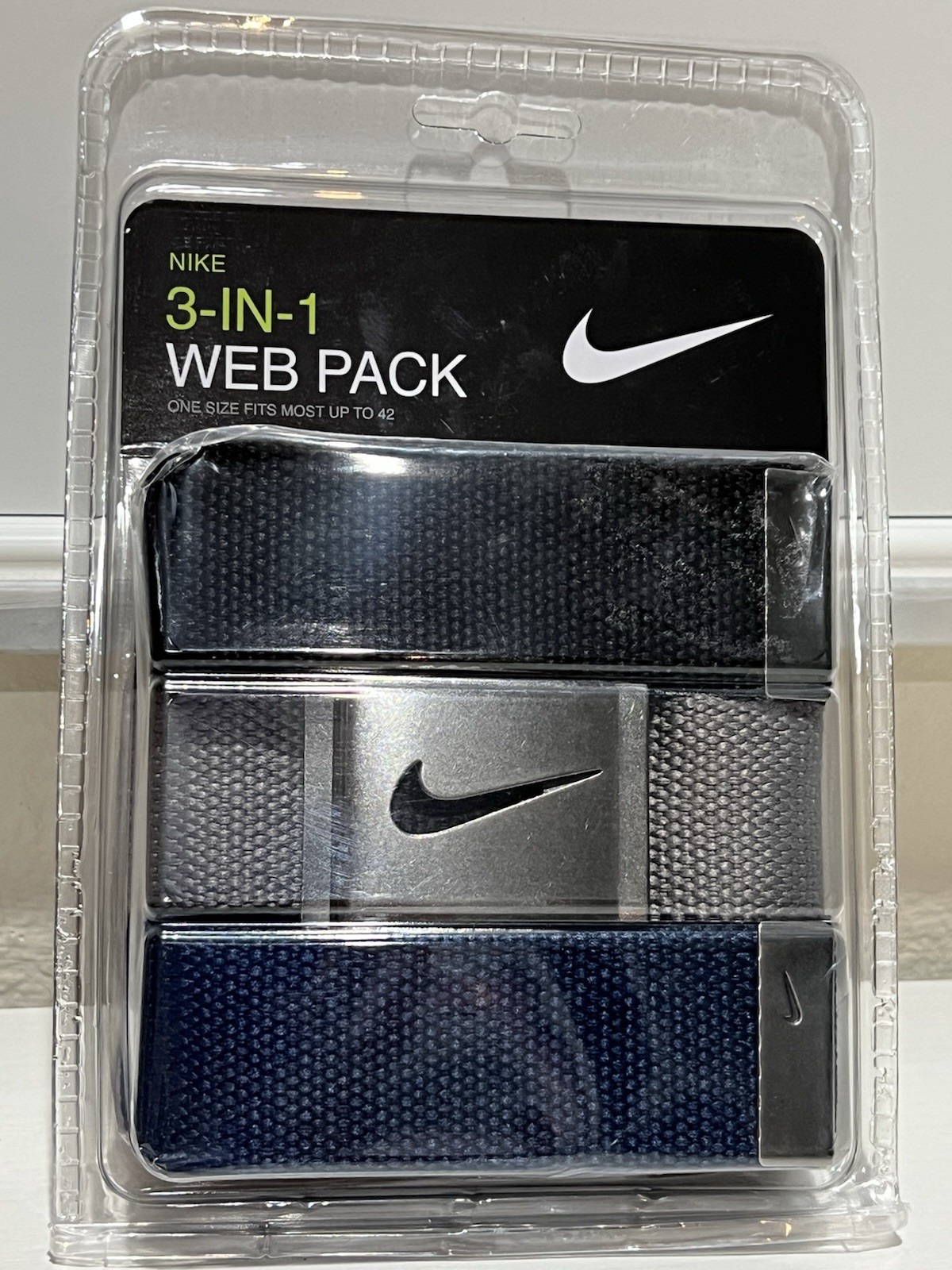 Nike 3-IN-1 Web Belt Pack Blue/Grey/Black Brand New One Size Trim To Fit Men’s