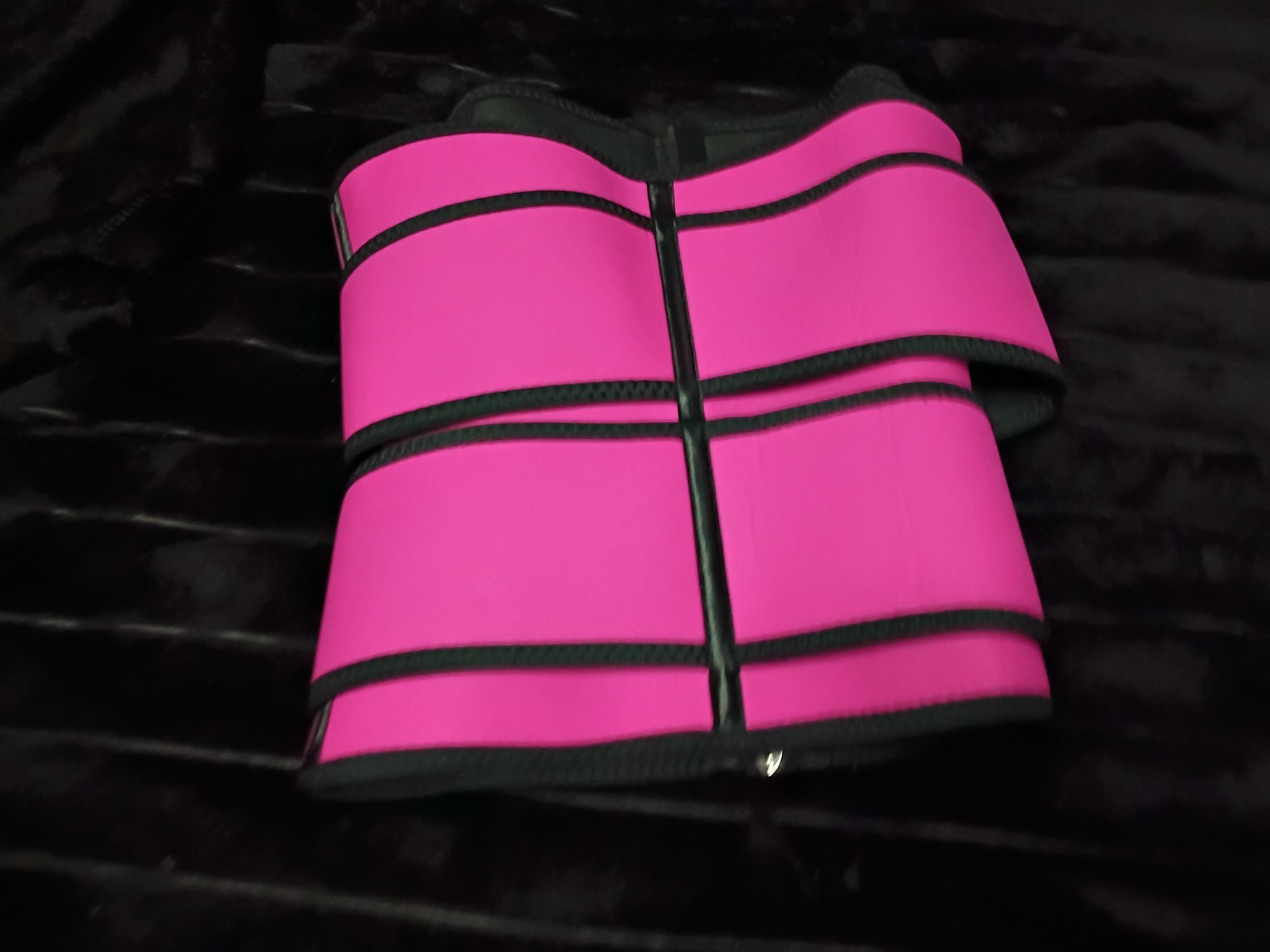 Neoprene Waist Trainer Shapewear M Pink/Black Zip Front Double Attach Straps