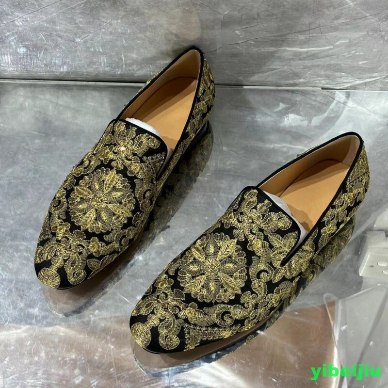 Men‘s Banquet Leather Shoes Embroidery Dress Flower Wedding Loafer Cocktail 2026