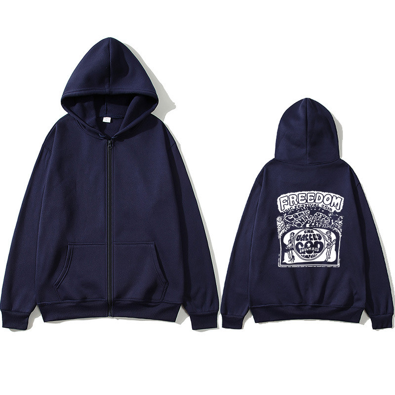 Grey Zipped Hooded Cosplay Sweatshirt Unisex Casual Hoodie Jacket