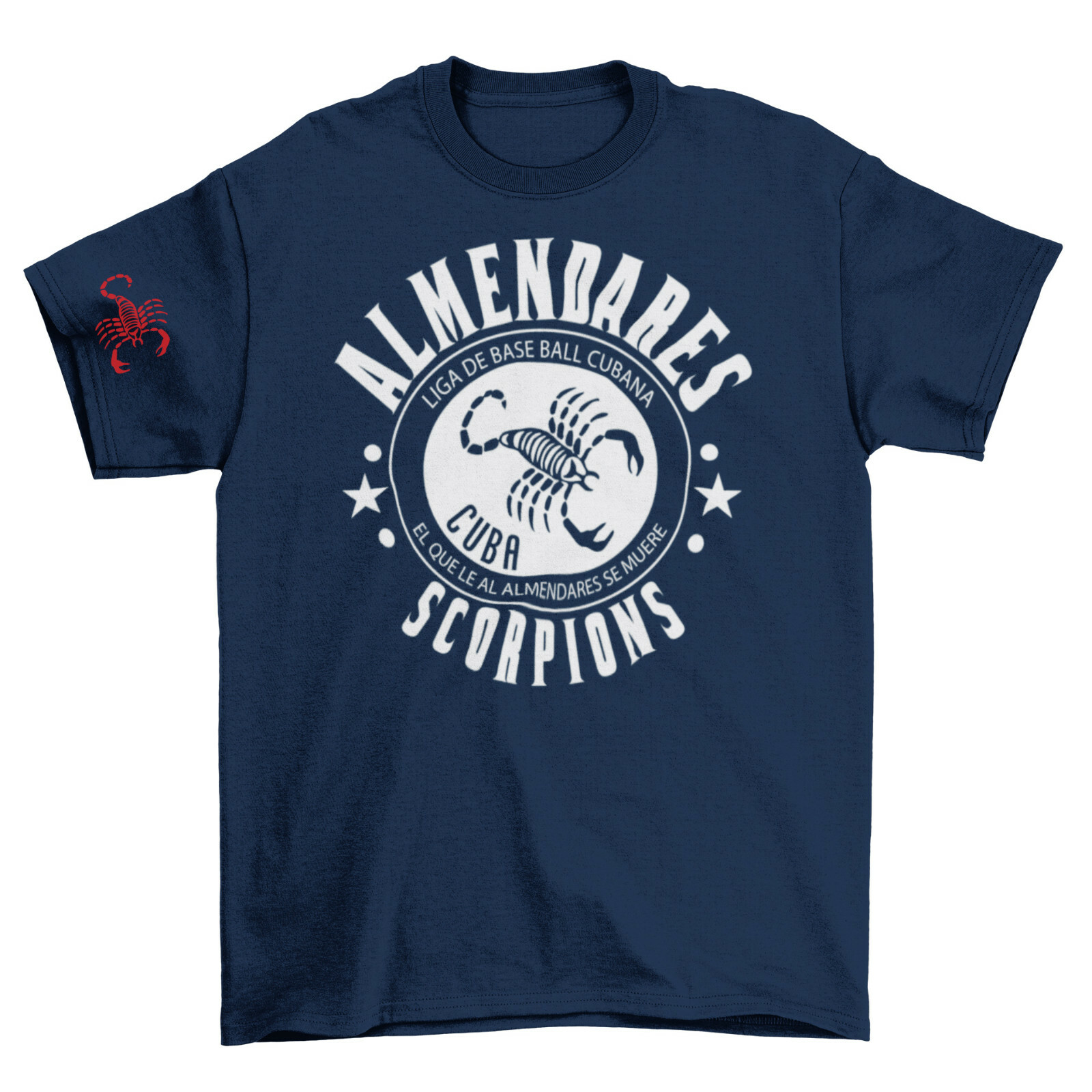 Short Sleeve ALMENDARES SCORPIONS Cuban Baseball Jersey CUBA T-Shirt 100% Cotton