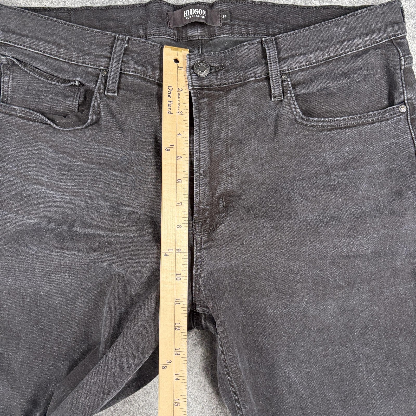 Hudson Zack Skinny Jeans Mens 38×32 Black Stretch Denim Charcoal Wash Pants
