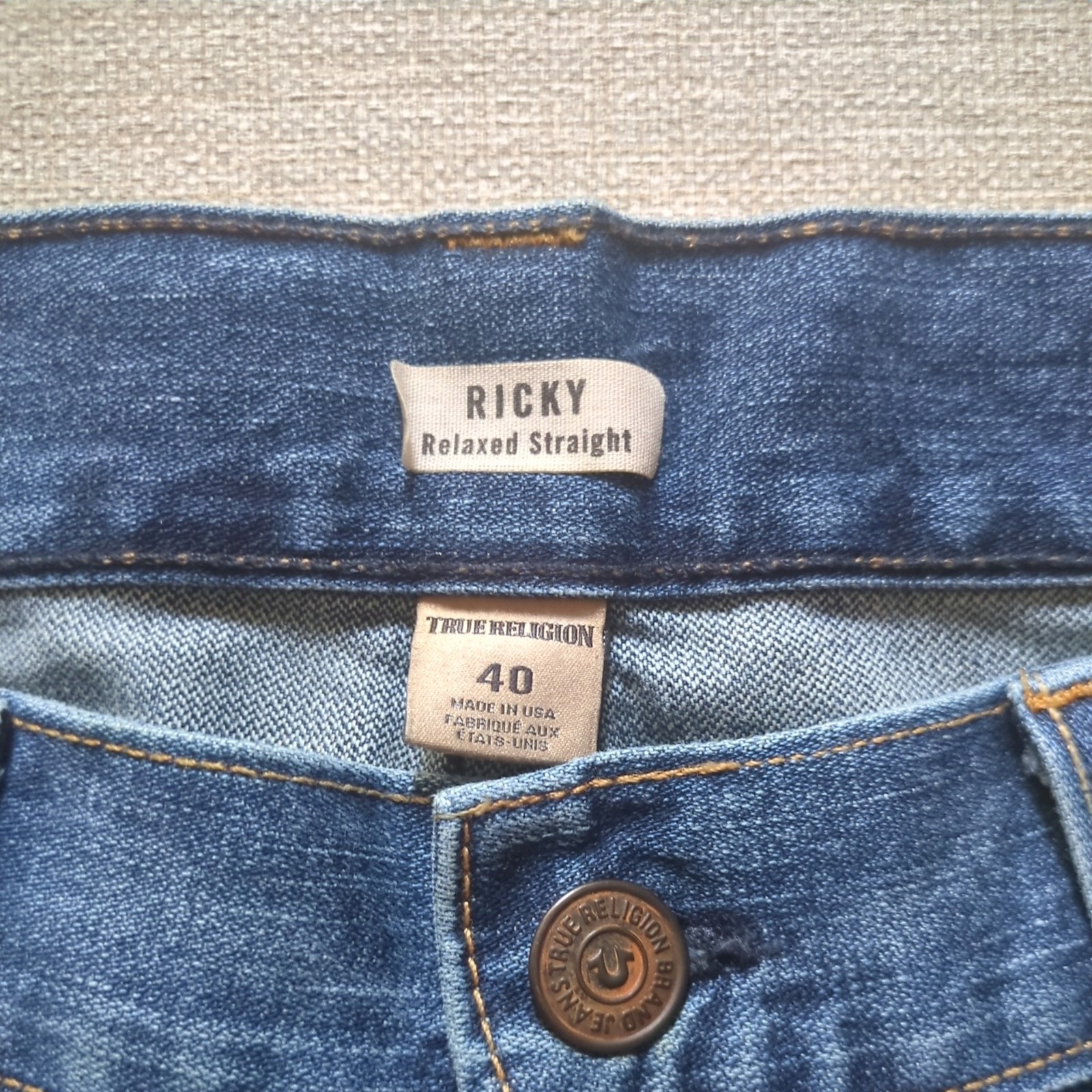 True Religion Ricky Relaxed Straight Y2K Men’s Patchwork Made in the USA 40×34