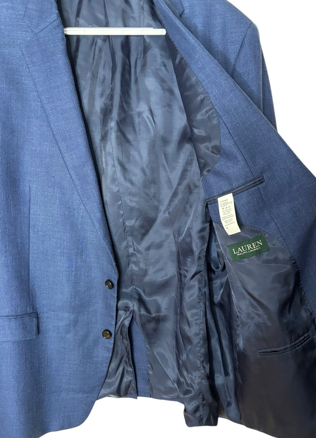 Ralph Lauren Men’s Sport Coat 48L Blue P2P 24” Sleeve 26.5 Collar To Bottom 32”