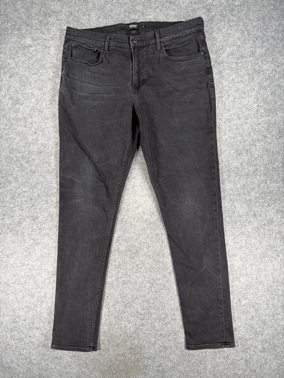 Hudson Zack Skinny Jeans Mens 38×32 Black Stretch Denim Charcoal Wash Pants