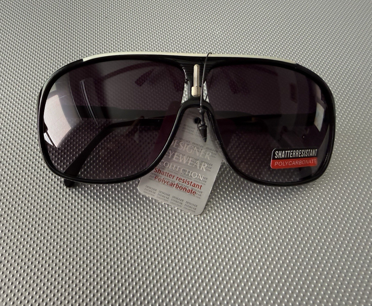 Men’s Rectangle Sunglasses Black Plastic Frame Black Tinted Polycarbonate UVB A8