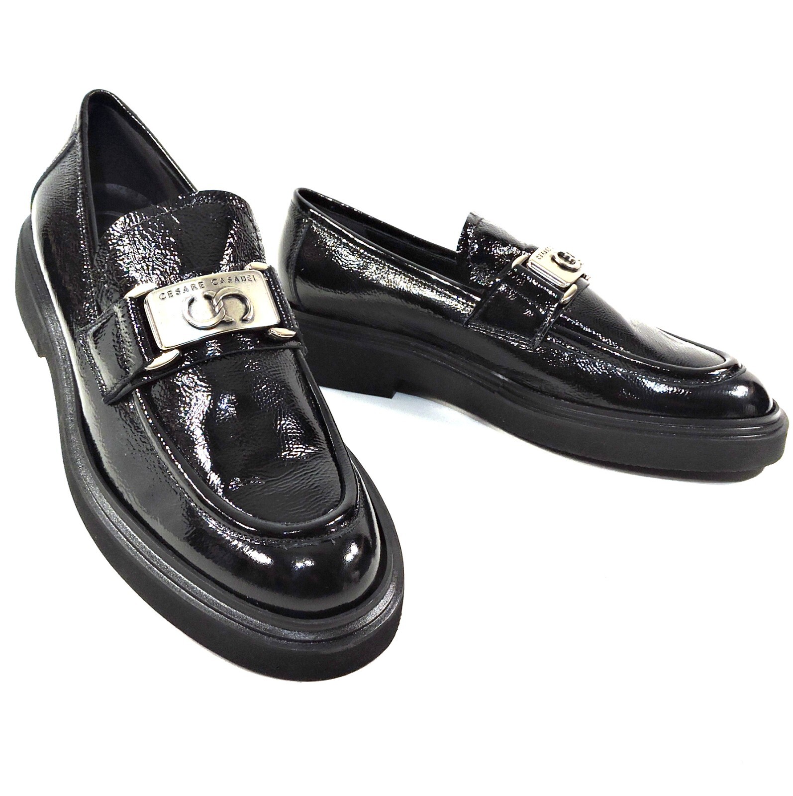 CASADEI 🇮🇹 WOMEN’S BLACK SOFT PATENT LEATHER COMFORT LOAFERS