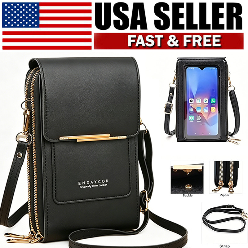Crossbody Touch Screen Cell Phone Purse Women Leather Wallet Pouch Shoulder Bag