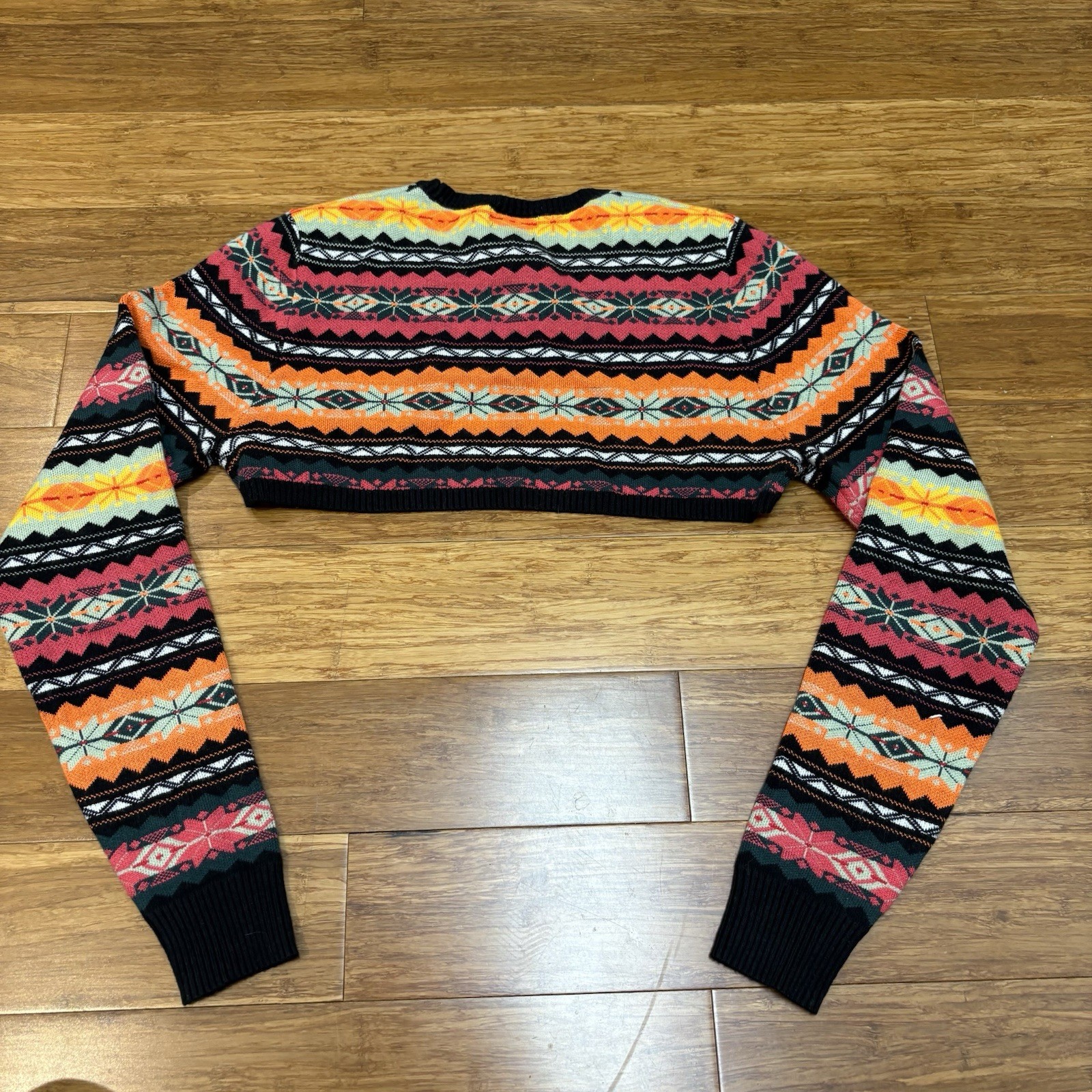 Anthropologie Maeve Abstract Sweater Shrug Multicolor Fair Isle Knit Size XS
