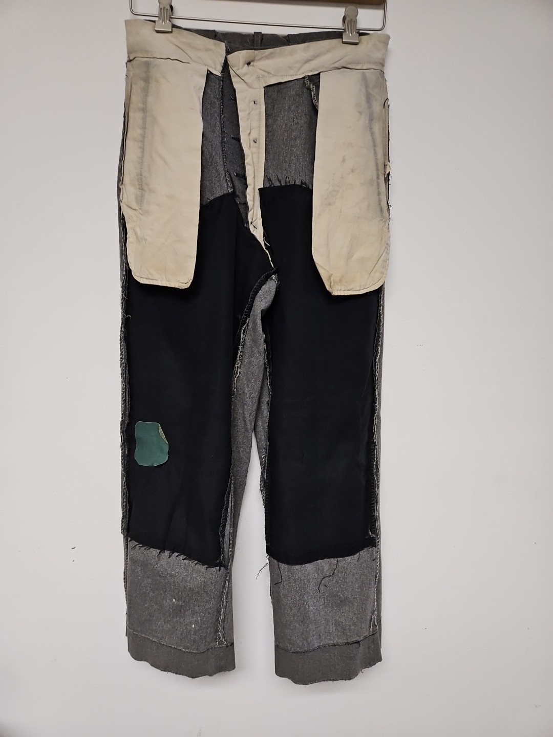 Vtg 40s 50s Sanforized Cotton Trousers Pants Button Fly Distress Repair 29×28