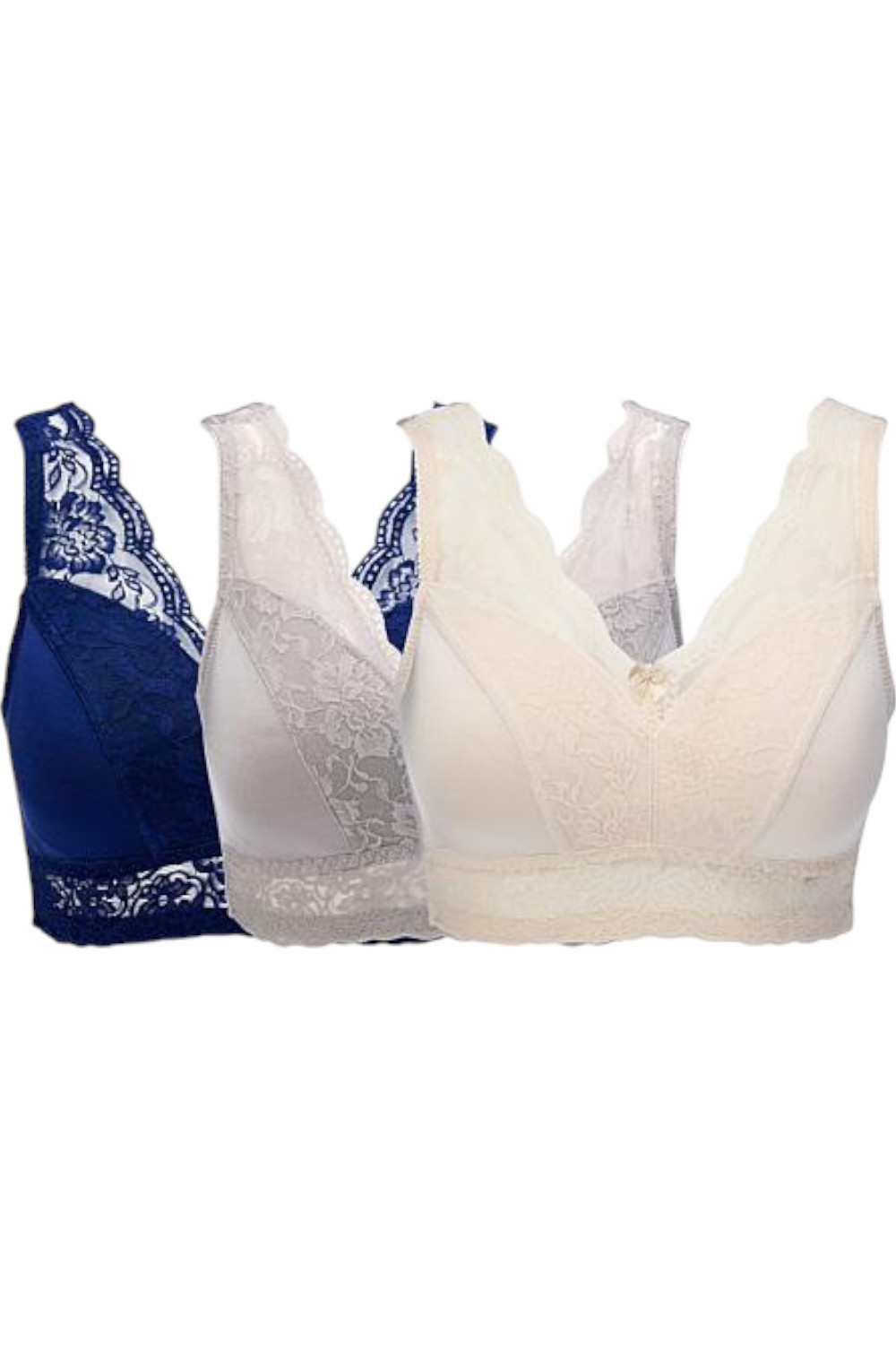 Rhonda Shear Women’s 3-pack Bra Midnight Navy/Champagne/Gray