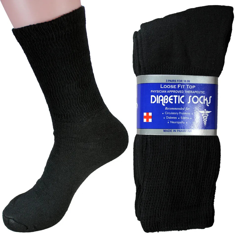 12 Pairs Mens Diabetic Crew Socks Health Circulatory Cotton Size9-11,10-13,13-15