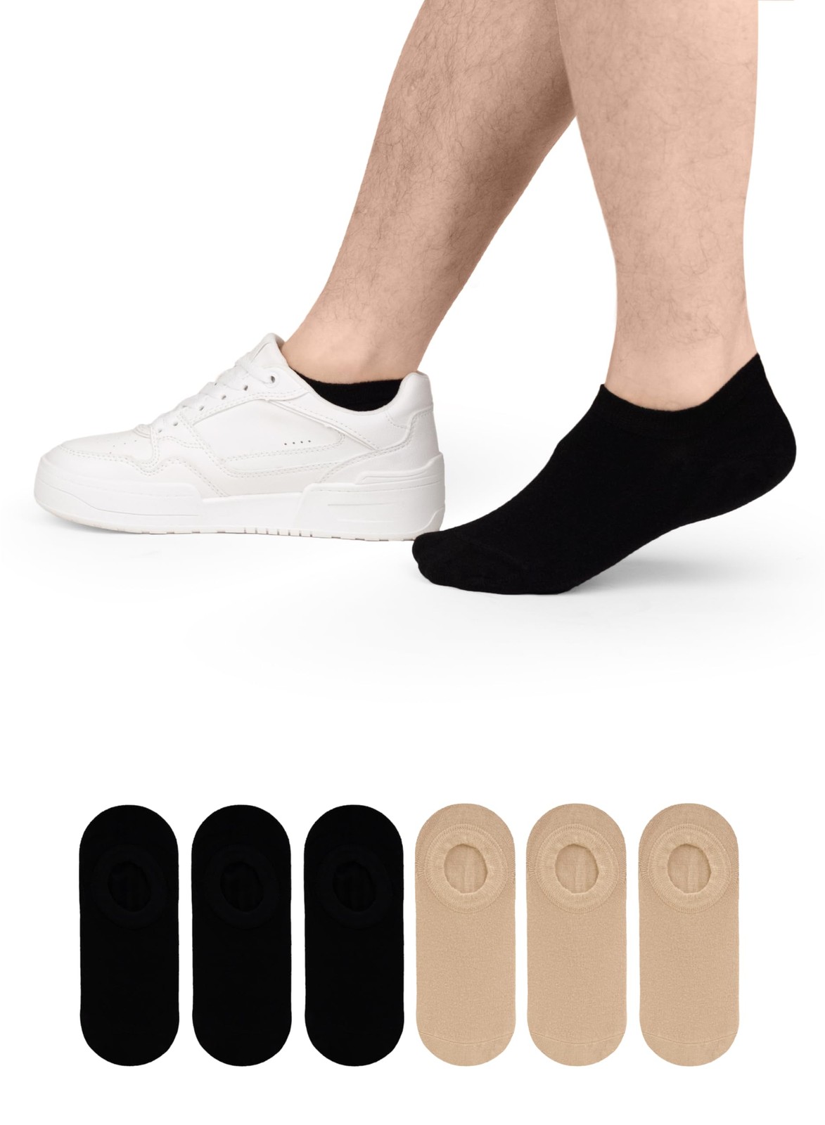 HUGH UGOLI Men Bamboo No Show Socks | Non Slip Invisible Liner Socks 6/12 Pairs