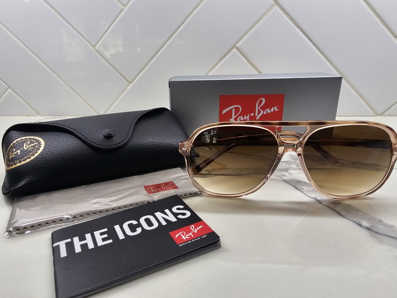 MEN’S Ray-Ban BILL RB2198 60mm Pilot Sunglasses Havana Brown Gradient Lens