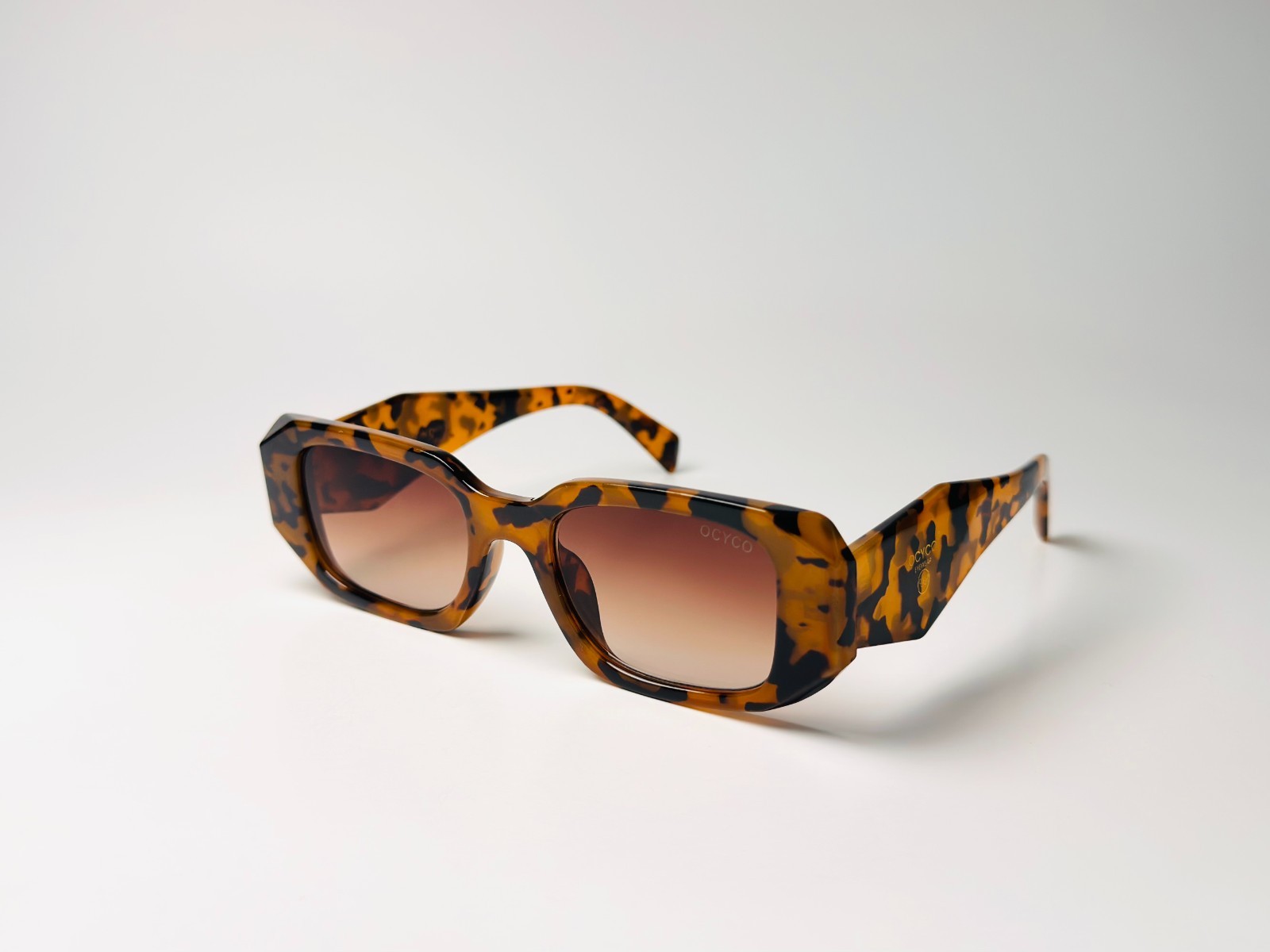 Vintage Tortoise Sunglasses Brown Lens Retro Rectangle Shades Y2K Eyewear Chunky