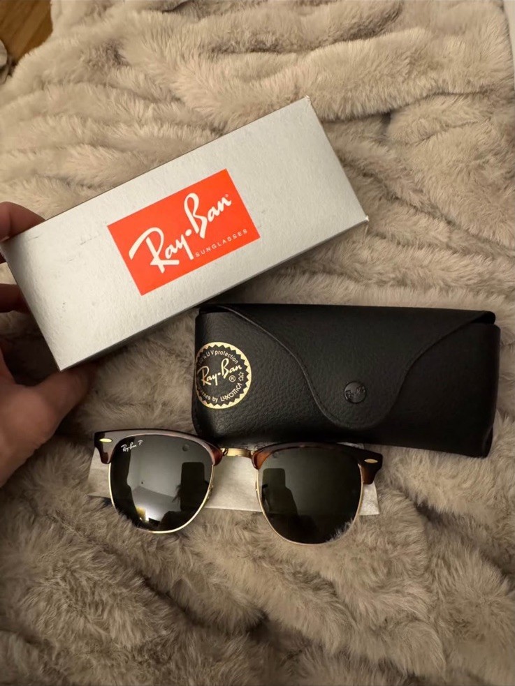 Ray-Ban Clubmaster RB3016 Polarized Tortoise Brown Frame Green Glass Lens 145mm