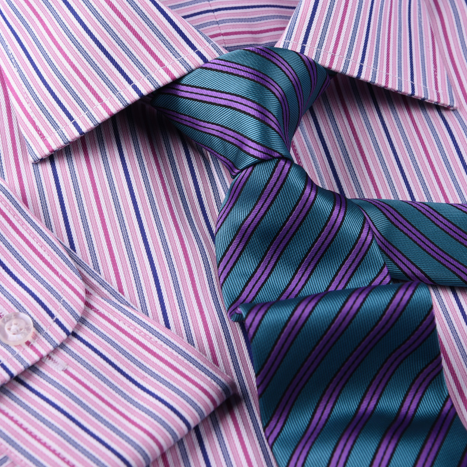 Pink Blue Soft Stripe Formal Business Dress Shirt Designer Stylish Fashion Style