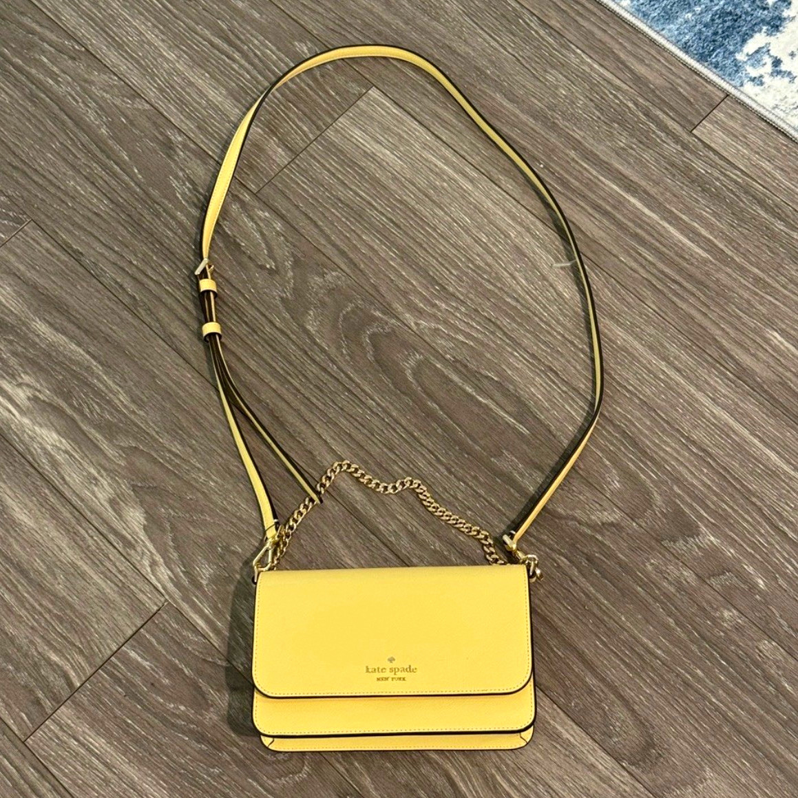 Kate Spade New York Yellow Small Crossbody Chain Logo Magnetic Detach Strap