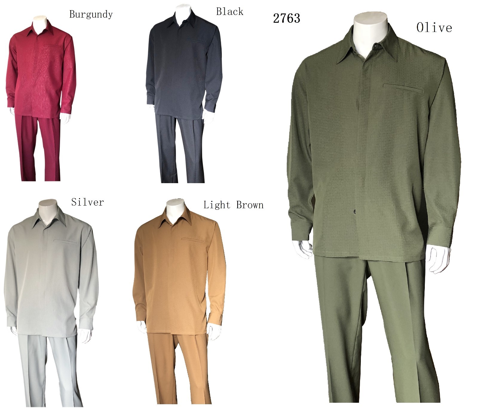 Men’s Long sleeves casual suit Jacket with Pants 5 colors, Polyester, M2763